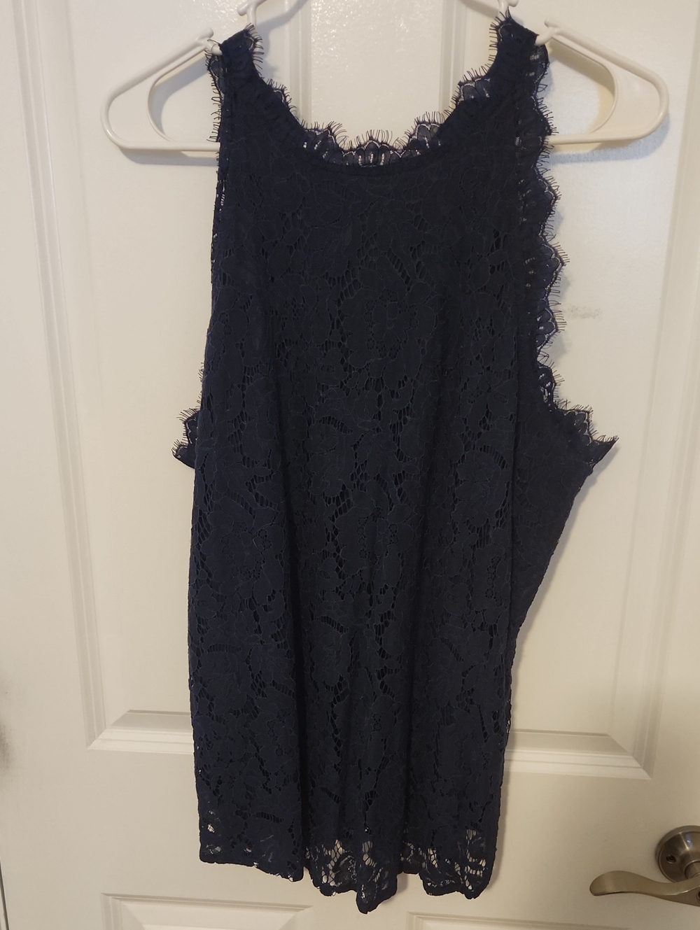 Halife Navy Blue Lace Tank Top
